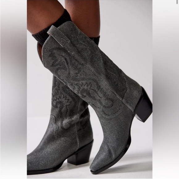 New Jeffrey Campbell Dagget Western Boots Distressed Grey Cowgirl - Picture 2 of 6